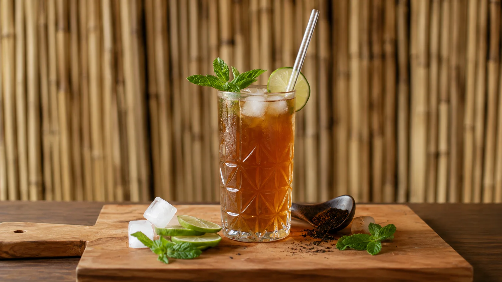 Hausgemachter Eistee mit Minze und Limette bei Mister Vu